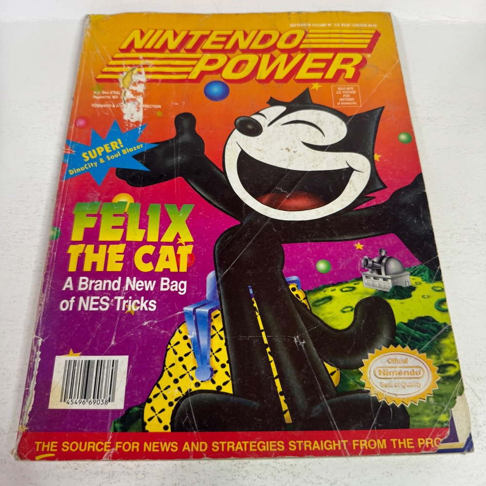 Nintendo Power Magazine Unisex OS Multi Felix the Cat Vol 40 Sept 1992 Poster